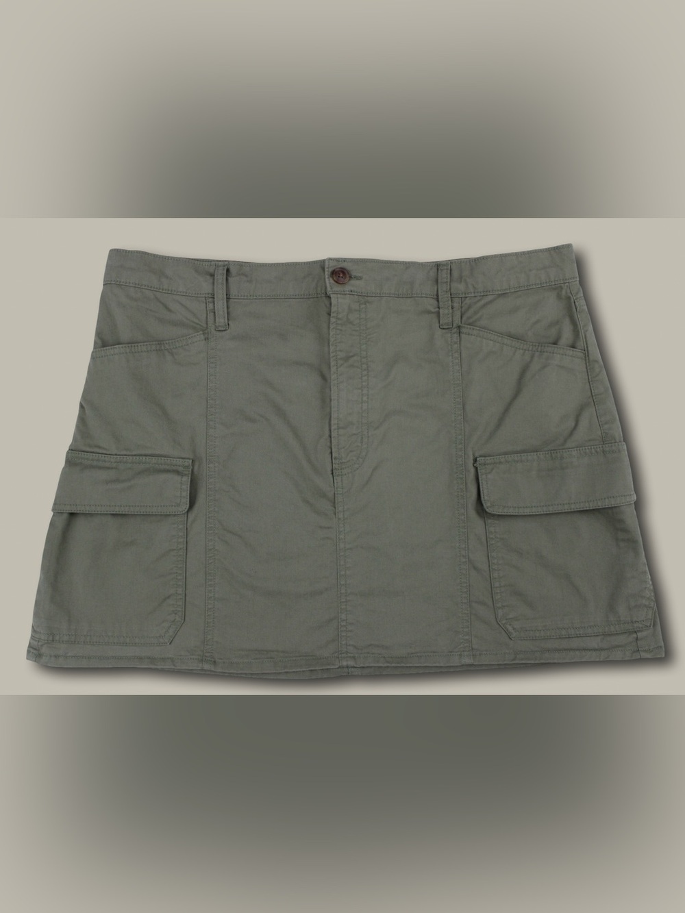 Gap Olive Green High Rise Utility Cargo Mini Skirt Size 16 Twill Streetwear - Picture 1 of 6